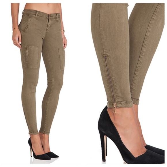 Current/Elliott Skinny Cargo Pants Jeans Olive Green Size 26 - Picture 4 of 16